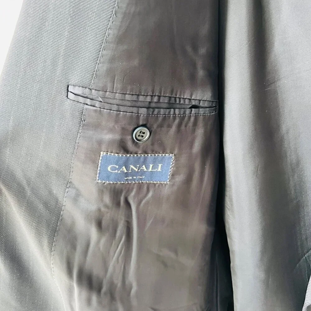 Canali for Guy La Ferrera Double-Breasted Pinstripe Sport coat-Navy– 56IT (US 46